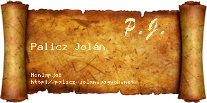 Palicz Jolán névjegykártya