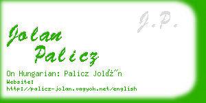 jolan palicz business card